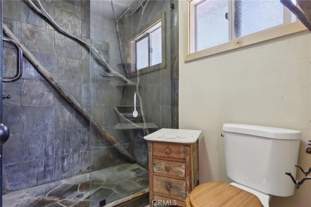 385 Iris Dr, Twin Peaks, CA 92391 - bathroom with toilet, a shower stall, and vanity