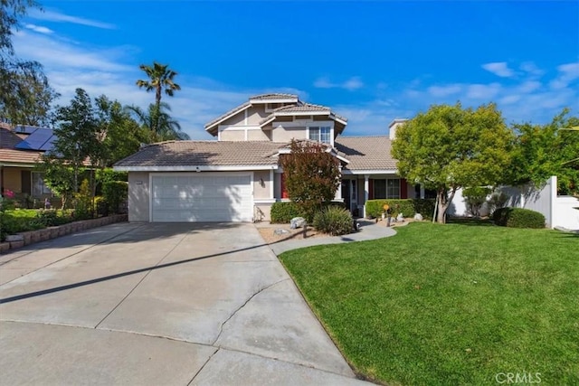 12427 Stardell Ln, Yucaipa, CA 92399 - view of front of property featuring concrete driveway, a tiled roof, stucco siding, and an attached garage