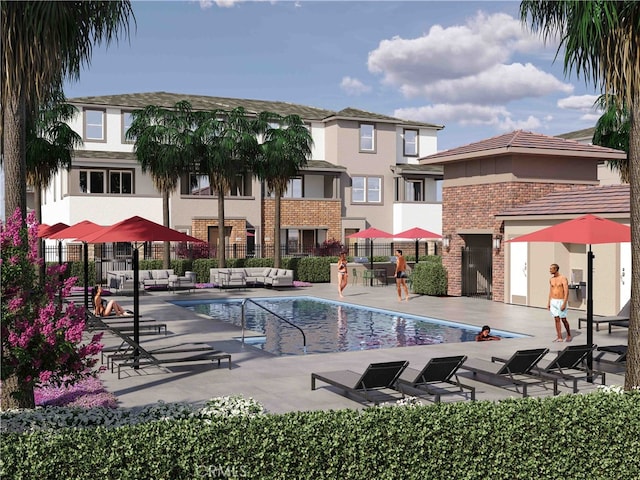 1543 Stratus Dr, Pomona, CA 91768 - community pool featuring an outdoor hangout area, a patio, and fence