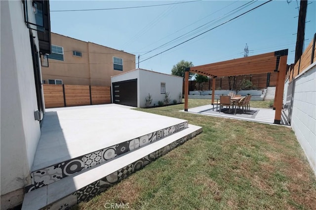 3448 Ferncroft Rd, Los Angeles, CA 90039 - view of yard with a patio, an outbuilding, and a garage