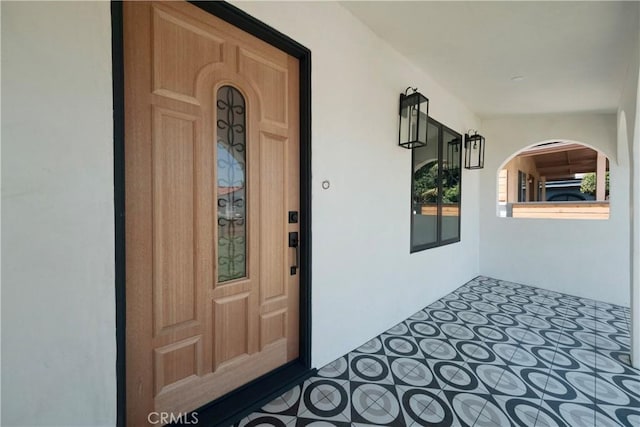 3448 Ferncroft Rd, Los Angeles, CA 90039 - property entrance with stucco siding and a porch