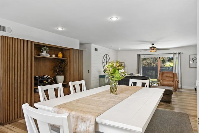 15576 Paseo Ajanta, San Diego, CA 92129 - dining room featuring ceiling fan, light wood-type flooring, recessed lighting, and baseboards