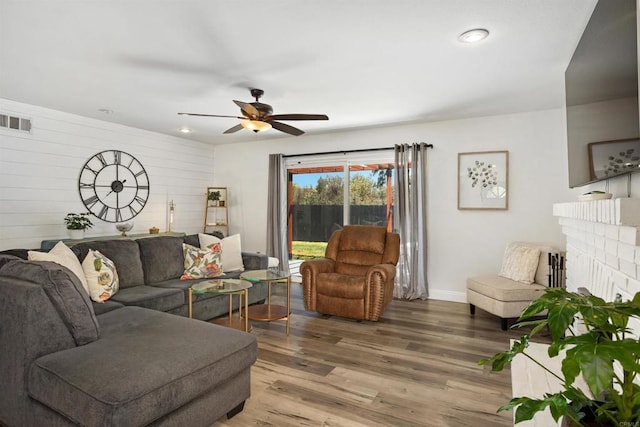 15576 Paseo Ajanta, San Diego, CA 92129 - living room featuring wood finished floors, ceiling fan, baseboards, and recessed lighting