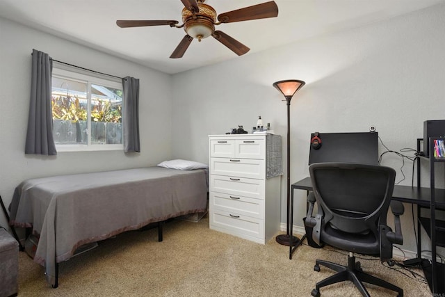 15576 Paseo Ajanta, San Diego, CA 92129 - bedroom with light carpet, an office area, and ceiling fan