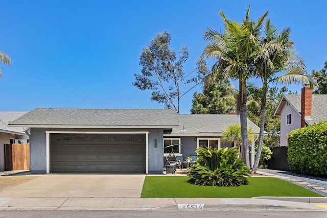 15576 Paseo Ajanta, San Diego, CA 92129 - single story home with stucco siding, an attached garage, and concrete driveway