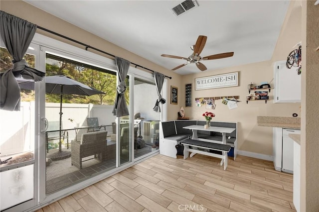 19836 White Spring Ln, Yorba Linda, CA 92886 - sitting room with ceiling fan, light wood-style flooring, and baseboards