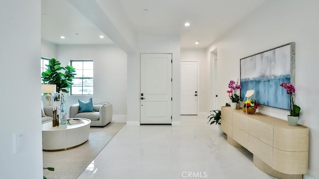 entrance foyer featuring recessed lighting