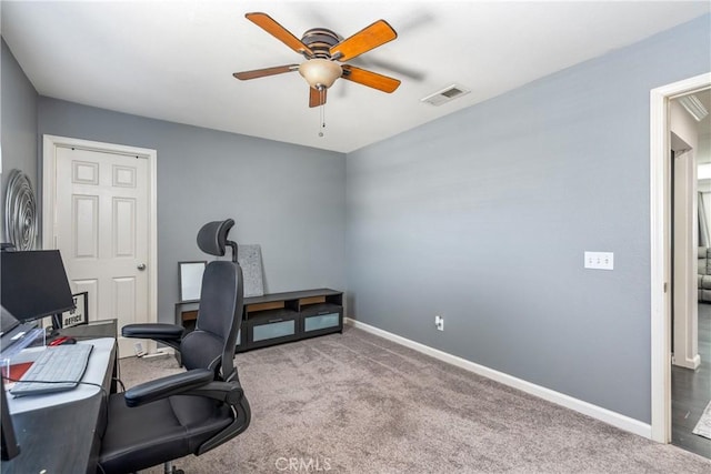 893 Whimbrel Way, Perris, CA 92571 - carpeted office space featuring a ceiling fan and baseboards