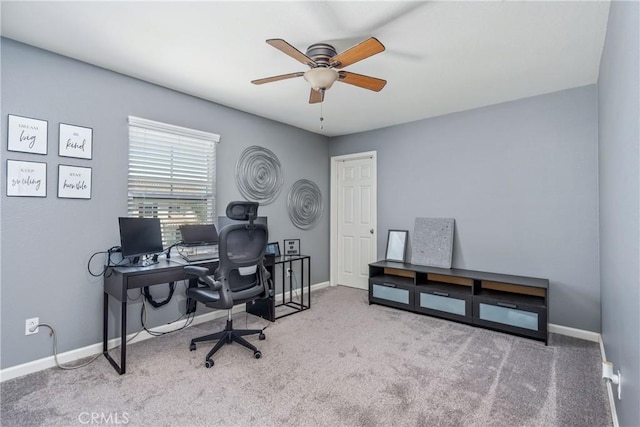 893 Whimbrel Way, Perris, CA 92571 - carpeted office space featuring a ceiling fan and baseboards