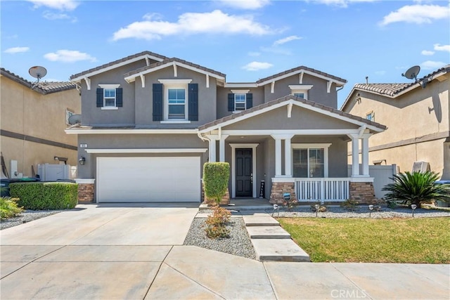 893 Whimbrel Way, Perris, CA 92571 - craftsman-style house featuring covered porch, stucco siding, concrete driveway, and an attached garage