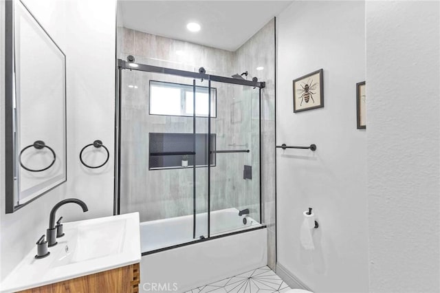 3017 Date St, Riverside, CA 92507 - bathroom with bath / shower combo with glass door, vanity, and tile patterned flooring