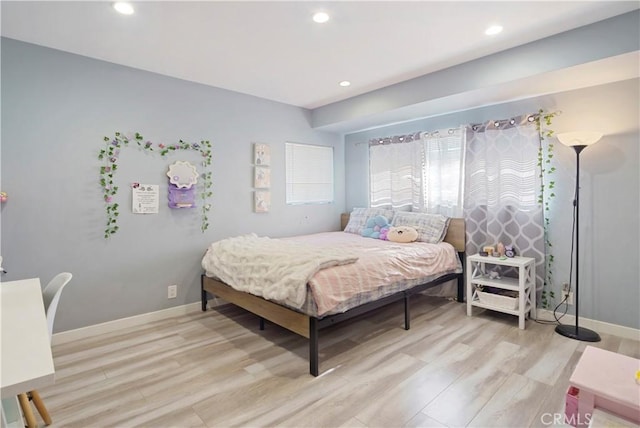 6916 Claire Ave, Reseda, CA 91335 - bedroom with light wood-type flooring, recessed lighting, and baseboards