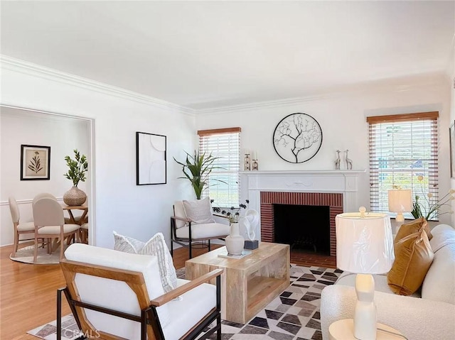 176 Franklin Ave, San Gabriel, CA 91775 - living room with plenty of natural light, ornamental molding, and a brick fireplace