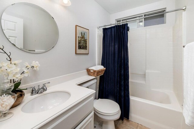 3362 Edgeview, San Marcos, CA 92078 - full bathroom with toilet, vanity, tile patterned floors, and shower / bath combo