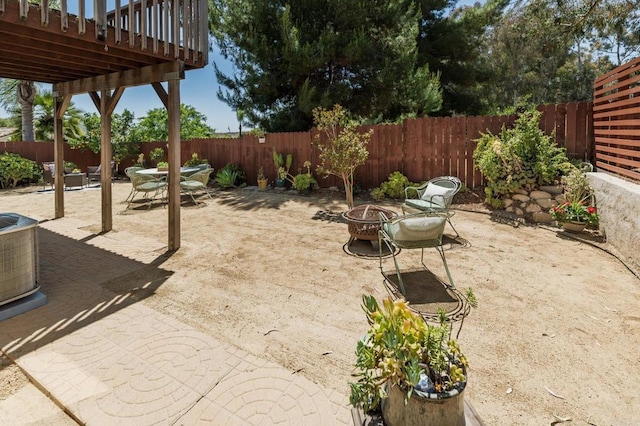 3362 Edgeview, San Marcos, CA 92078 - fenced backyard featuring an outdoor fire pit, a patio, and outdoor dining area