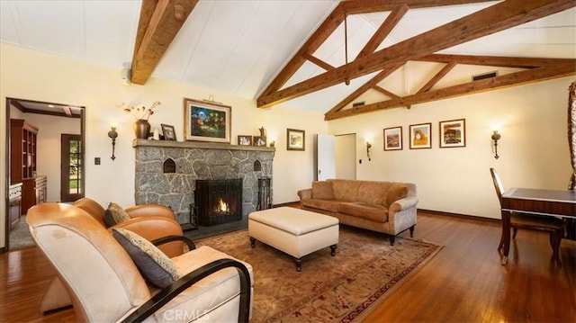 2304 Rosedale Curv, Upland, CA 91784 - living area featuring wood finished floors, a fireplace, and baseboards