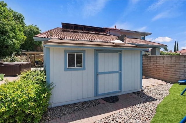 3079 Mojave Ct, Highland, CA 92346 - view of shed featuring a hot tub