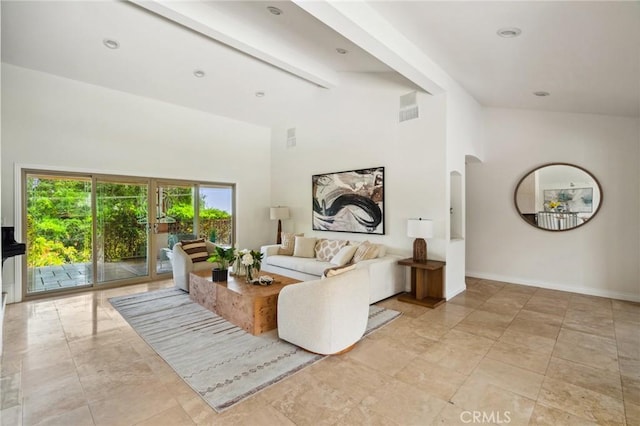3336 Villa Mesa Rd, Pasadena, CA 91107 - living area with a high ceiling and baseboards