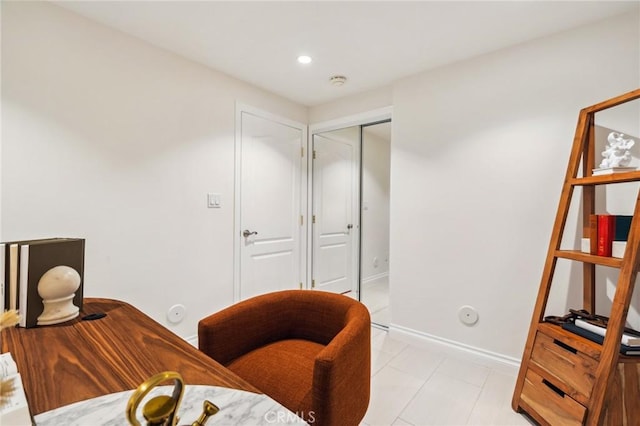 3336 Villa Mesa Rd, Pasadena, CA 91107 - office featuring baseboards, recessed lighting, and light tile patterned floors