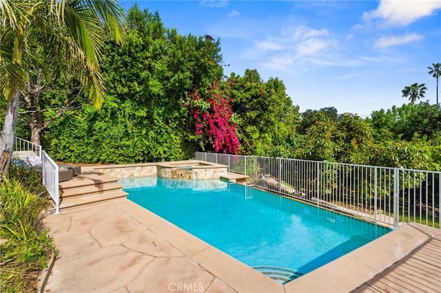 3336 Villa Mesa Rd, Pasadena, CA 91107 - view of swimming pool with a pool with connected hot tub and a patio area