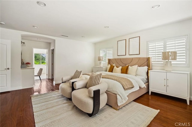 3336 Villa Mesa Rd, Pasadena, CA 91107 - bedroom featuring recessed lighting, dark wood-type flooring, and baseboards