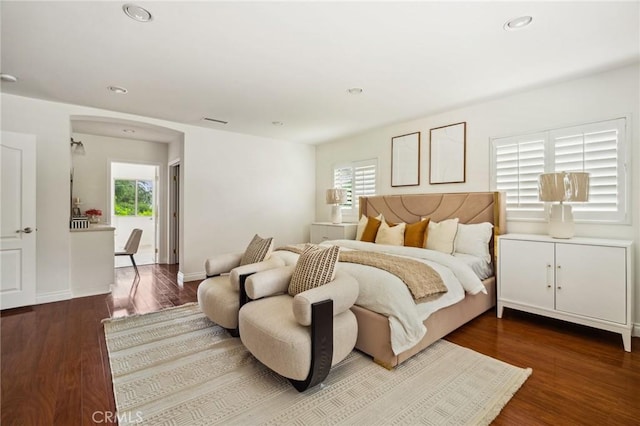 3336 Villa Mesa Rd, Pasadena, CA 91107 - bedroom with recessed lighting and dark wood-style flooring