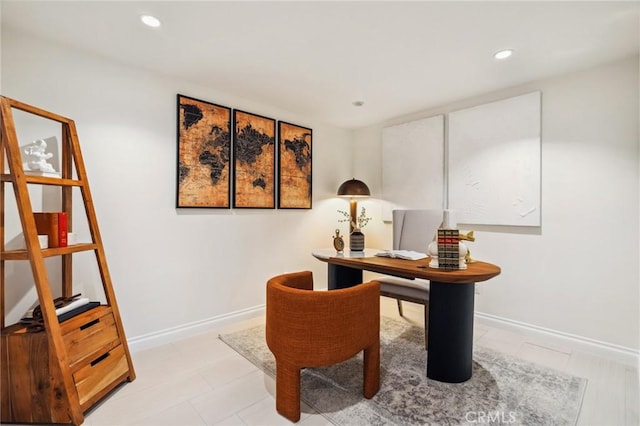 3336 Villa Mesa Rd, Pasadena, CA 91107 - office space with baseboards, recessed lighting, and light tile patterned flooring