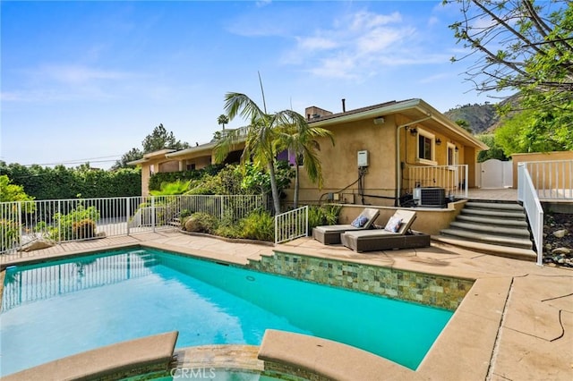 3336 Villa Mesa Rd, Pasadena, CA 91107 - view of pool featuring central AC, a patio, and a pool with connected hot tub