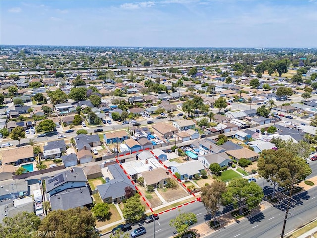 15439 Studebaker Rd, Norwalk, CA 90650 - aerial perspective of suburban area featuring property boundaries highlighted