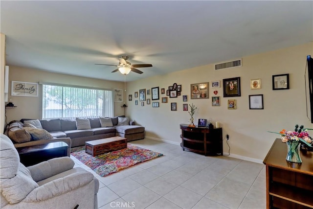 27930 Lexington Ct, Menifee, CA 92586 - living area featuring ceiling fan, light tile patterned floors, and baseboards