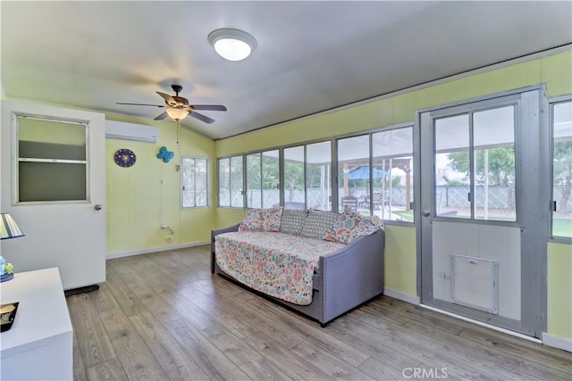 27930 Lexington Ct, Menifee, CA 92586 - sunroom / solarium featuring ceiling fan, a wall mounted AC, and lofted ceiling