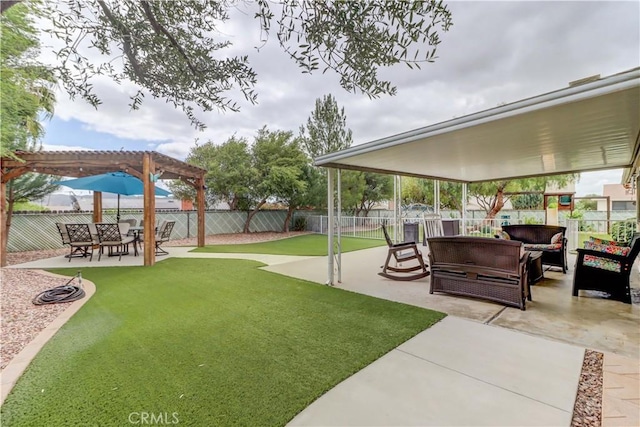 27930 Lexington Ct, Menifee, CA 92586 - view of yard featuring an outdoor hangout area, a pergola, and a patio