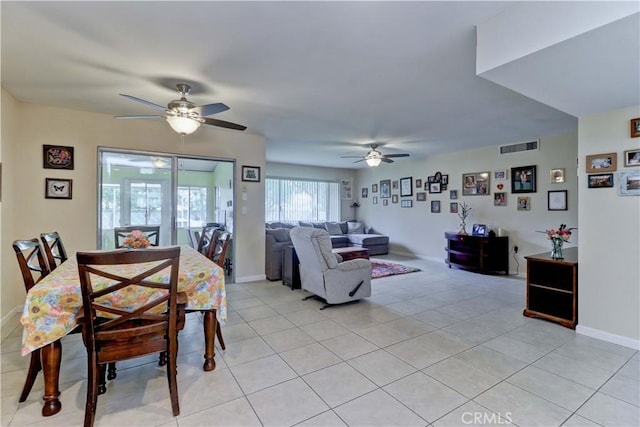 27930 Lexington Ct, Menifee, CA 92586 - living area with ceiling fan, light tile patterned floors, and baseboards