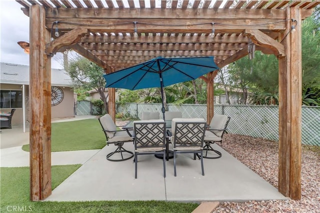 27930 Lexington Ct, Menifee, CA 92586 - fenced backyard featuring outdoor dining space, a pergola, and a patio area