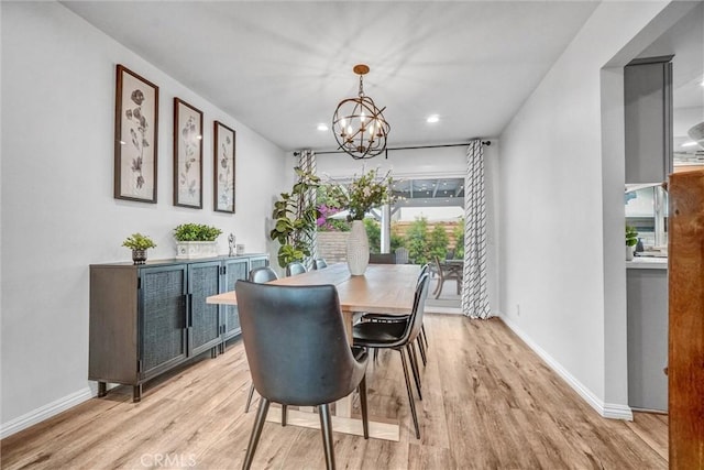 1836 Macinnes Pl, Placentia, CA 92870 - dining area with light wood finished floors, a chandelier, baseboards, and recessed lighting