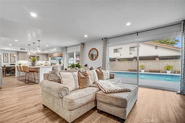 1836 Macinnes Pl, Placentia, CA 92870 - living room with light wood-style flooring, recessed lighting, and plenty of natural light