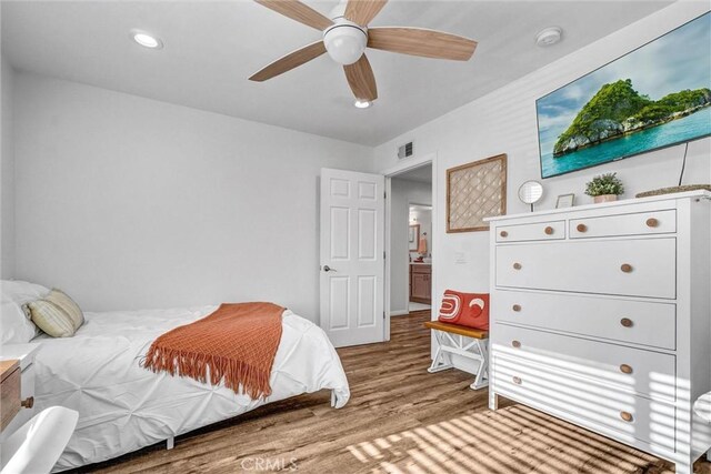 1836 Macinnes Pl, Placentia, CA 92870 - bedroom with wood finished floors, recessed lighting, and a ceiling fan