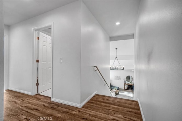 1836 Macinnes Pl, Placentia, CA 92870 - hallway featuring an upstairs landing, wood finished floors, baseboards, and recessed lighting