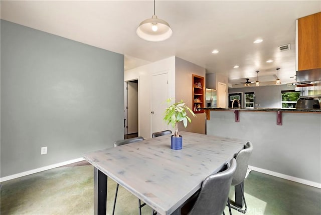 1274 Humboldt Ave, Chico, CA 95928 - dining space featuring a ceiling fan, baseboards, and recessed lighting