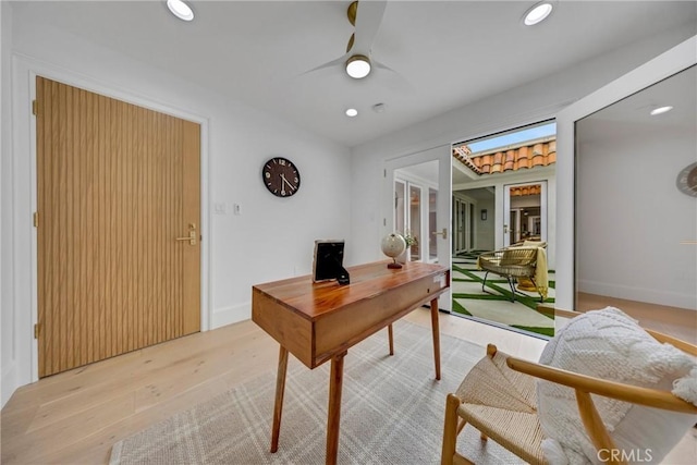 80 Seton Rd, Irvine, CA 92612 - office space featuring light wood finished floors, a ceiling fan, and recessed lighting