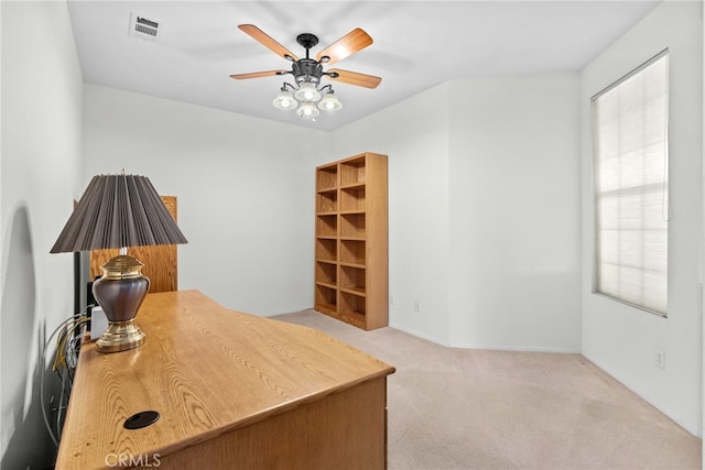 9011 Honeysuckle Ave, Hesperia, CA 92344 - carpeted office space with a ceiling fan and baseboards