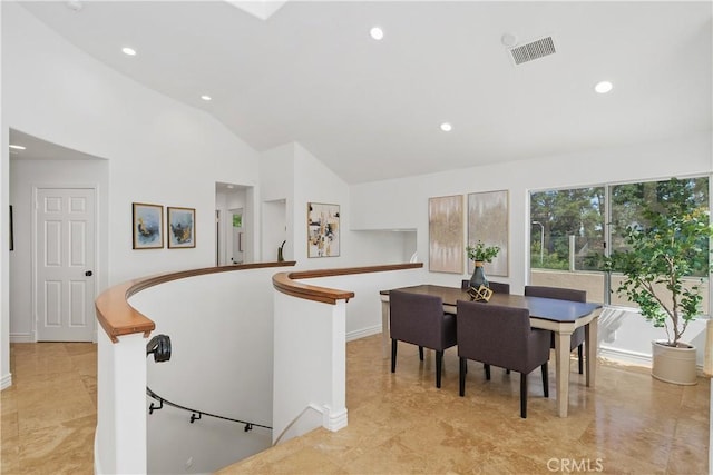 123 Costa Brava, Laguna Niguel, CA 92677 - dining area featuring recessed lighting, baseboards, and high vaulted ceiling