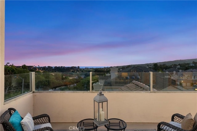123 Costa Brava, Laguna Niguel, CA 92677 - patio terrace at dusk with a balcony