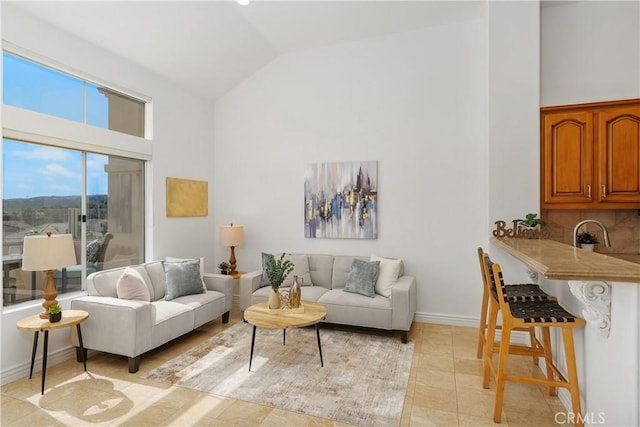 123 Costa Brava, Laguna Niguel, CA 92677 - living area with high vaulted ceiling and baseboards
