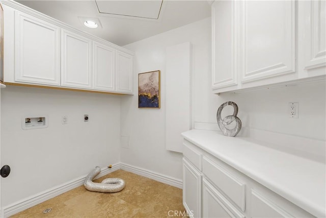 123 Costa Brava, Laguna Niguel, CA 92677 - laundry area featuring cabinet space, gas dryer hookup, baseboards, washer hookup, and hookup for an electric dryer