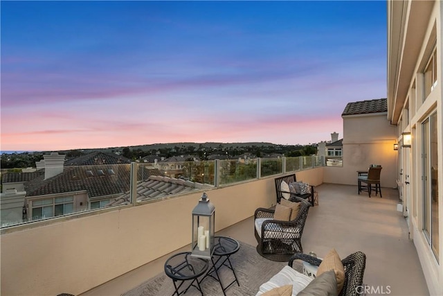 123 Costa Brava, Laguna Niguel, CA 92677 - patio terrace at dusk with a balcony