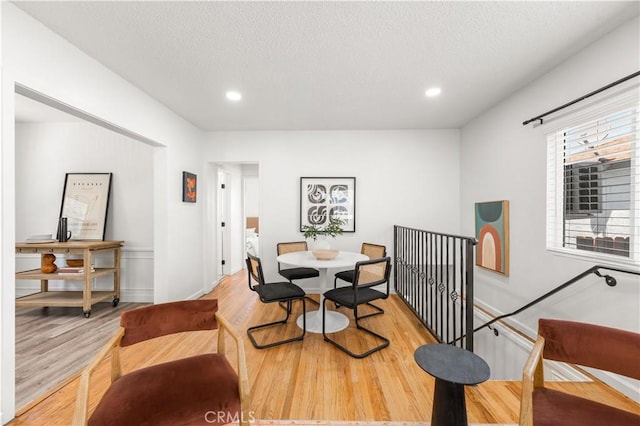 1905 Boca Ave, Los Angeles, CA 90032 - dining room with wood finished floors, recessed lighting, baseboards, and a textured ceiling