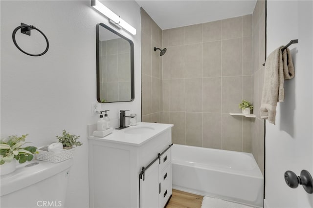 8332 Cherimoya Ave, Fontana, CA 92335 - bathroom featuring shower / tub combination, toilet, and vanity