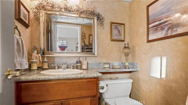 1551 Dominguez Ranch Rd, Corona, CA 92882 - half bathroom with vanity and a textured wall