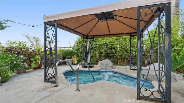 1551 Dominguez Ranch Rd, Corona, CA 92882 - view of swimming pool featuring a gazebo and a patio